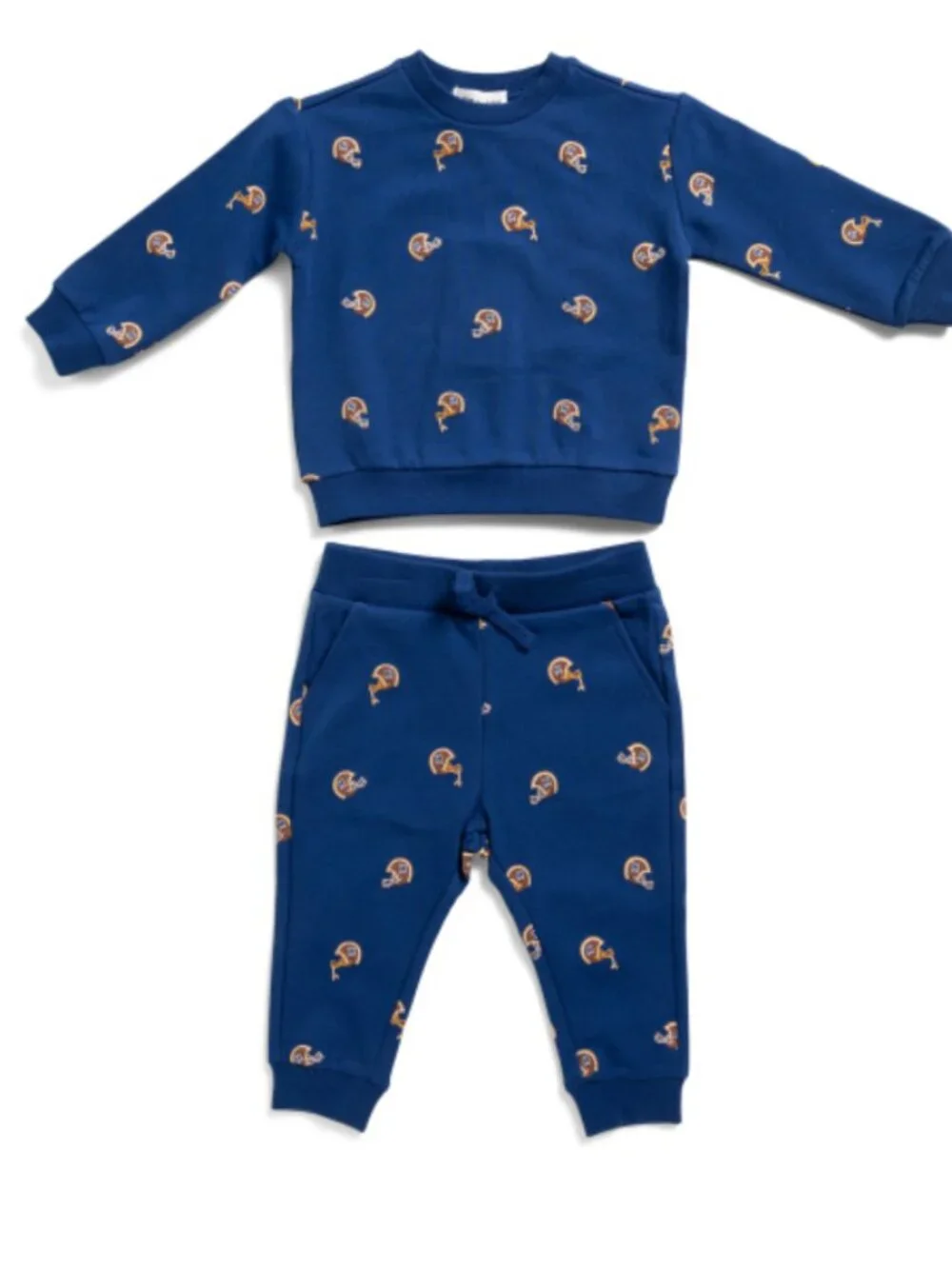 NWT MILES THE LABEL BOYS FOOTBALL HELMET PRINT ORGANIC COTTON JOGGER SET